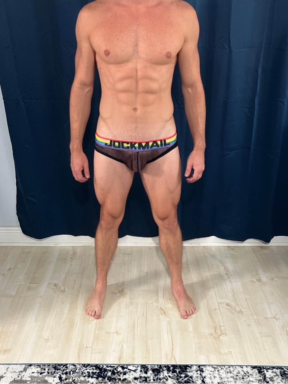 Jockmail Men's Rainbow Waistband Mesh Brief - Black